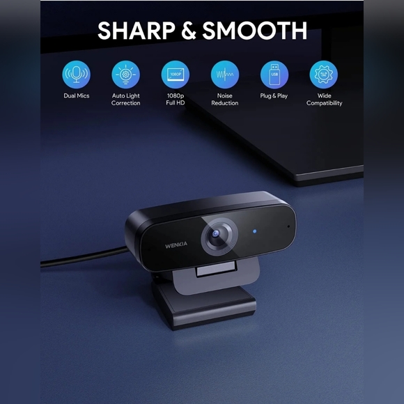 WENKIA Full HD 1080P USB Desktop Web Computer Camera with Dual Stereo Microphone - Picture 2 of 6